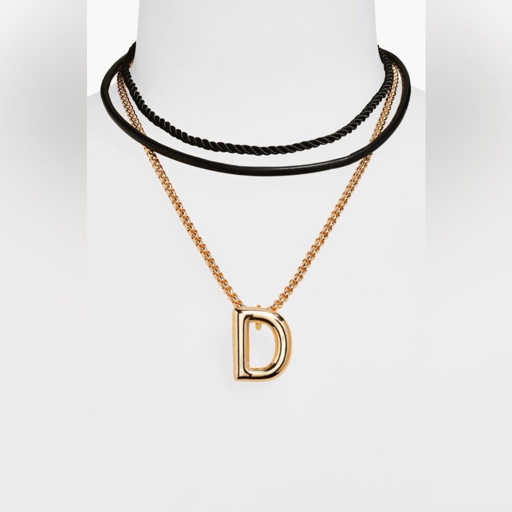 Open Edit Interchangeable Initial Pendant Necklaces - Letter D